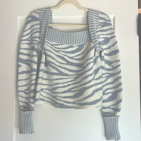 CISTAR NEW YORK Zoe Blue Zebra Print Sweater - Picture 3 of 5